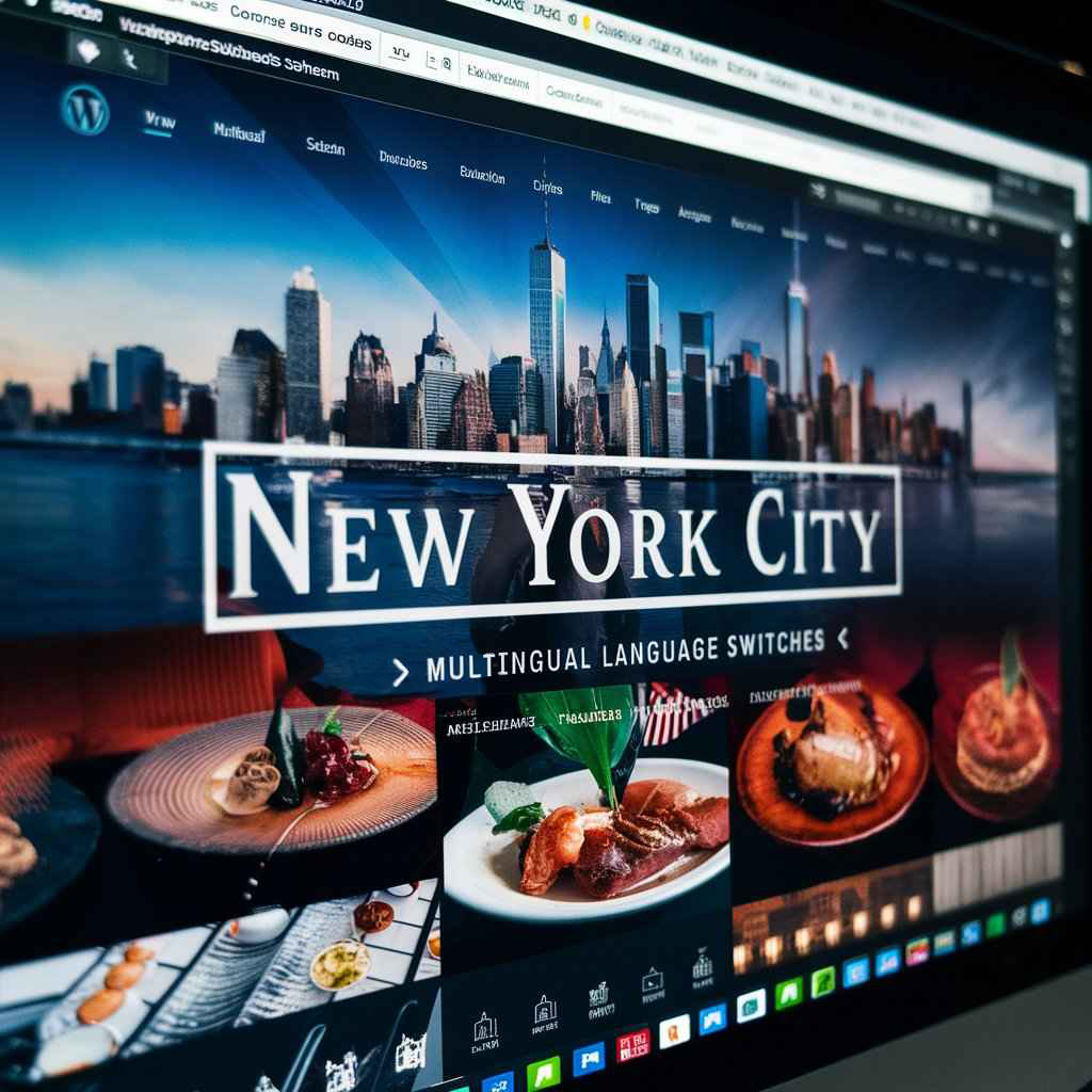 An image of a multilingual language switcher on a WordPress site for a New York City business.