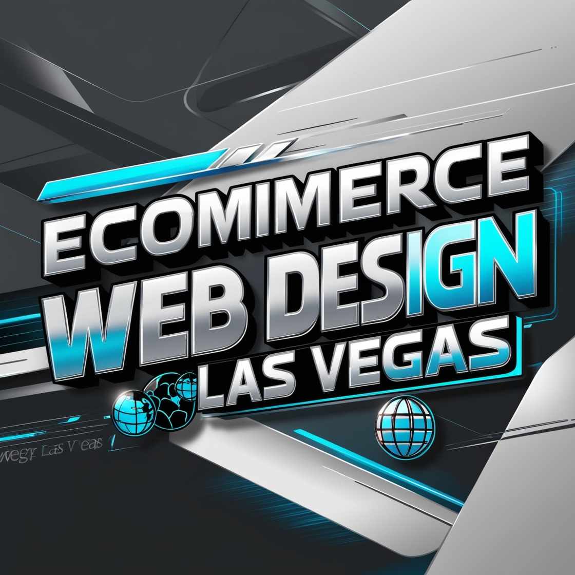 digital illustration with a stylized bold font, featuring the text Ecommerce Web Design Las Vegas