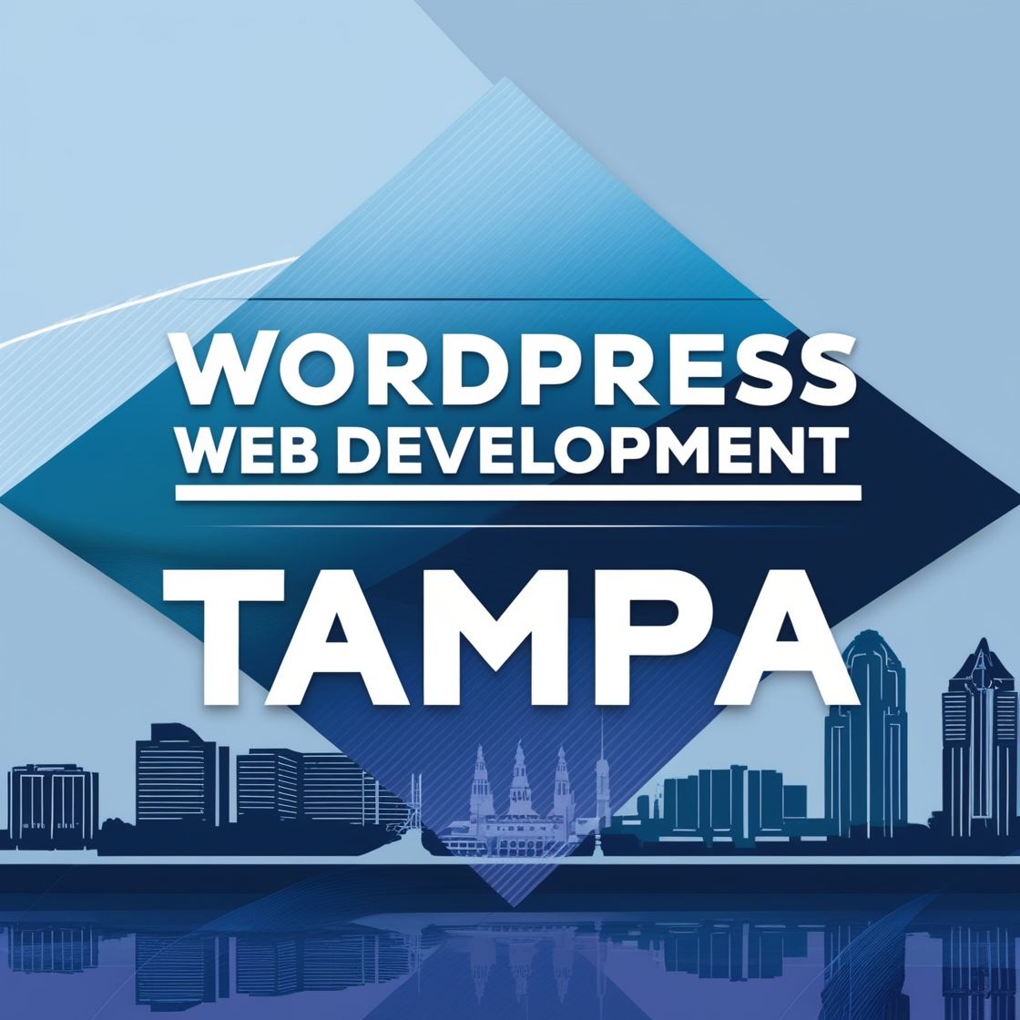 image featuring the text 'WordPress Web Development Tampa' in bold, large fonts