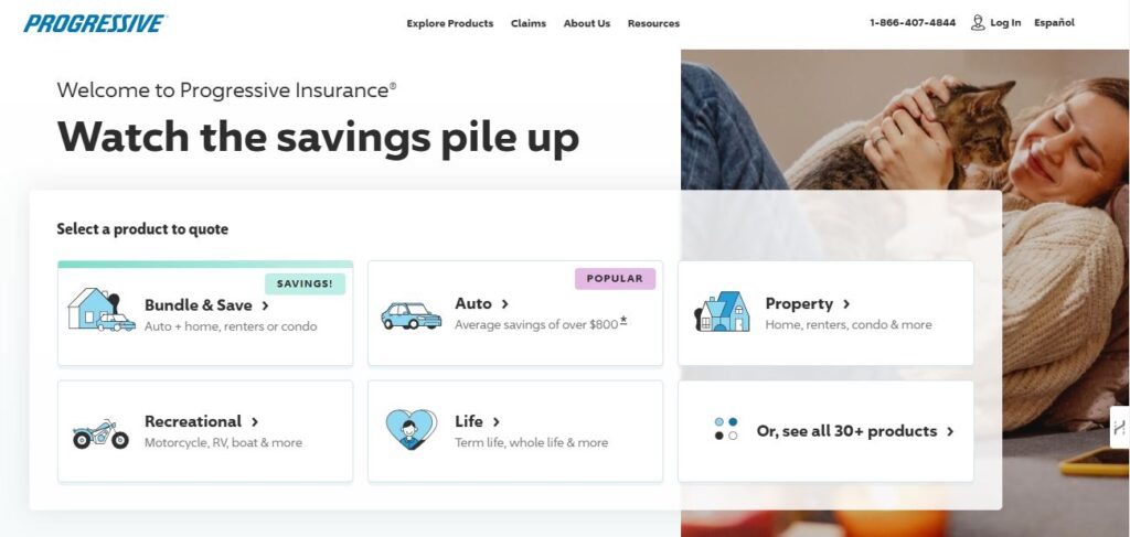 an insurance company homepage