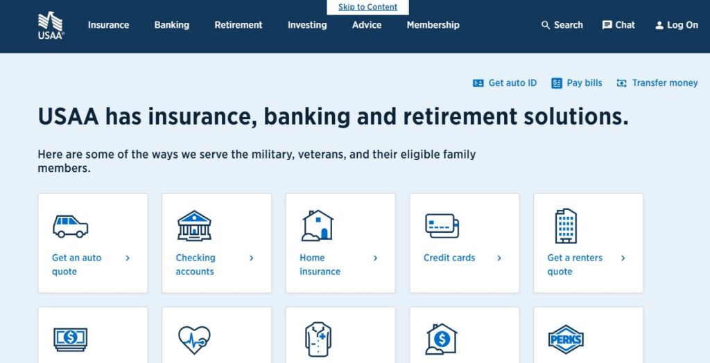 an insurance company homepage