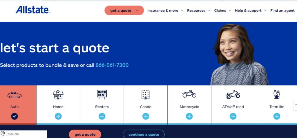 an insurance company homepage