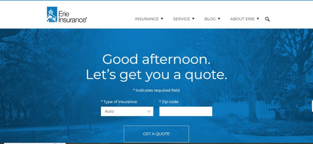 an insurance company homepage