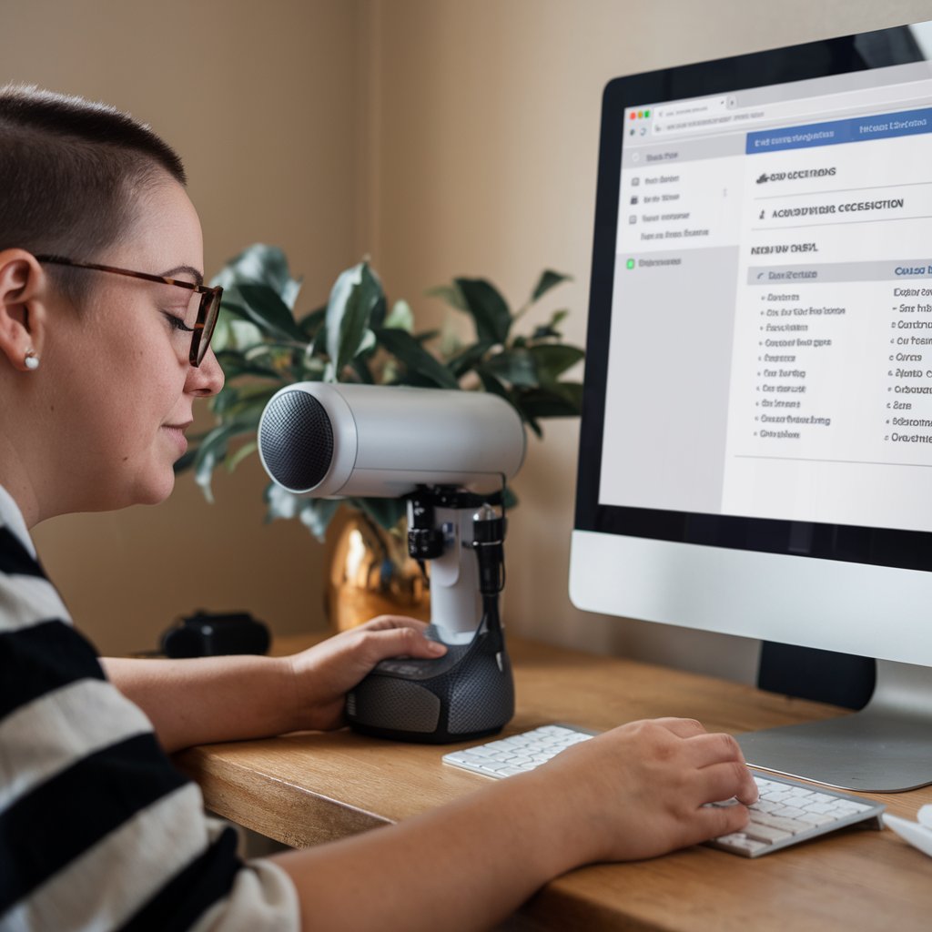 a visually impaired person accessing a desktop